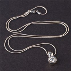 Ladies Diamond Pendant in White 14K Gold with Chain in White 10K Gold