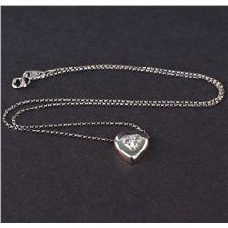 Ladies "Heart" Diamond Pendant in Platinum with White 18K Gold Chain