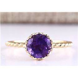 1.50 CTW Natural Amethyst And Diamond Ring In 14k Yellow Gold