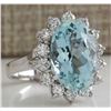 Image 2 : 6.99CTW Natural Aquamarine And Diamond Ring In 14K Solid White Gold