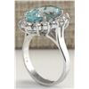 Image 3 : 6.99CTW Natural Aquamarine And Diamond Ring In 14K Solid White Gold