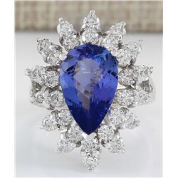 4.72CTW Natural Tanzanite And Diamond Ring In 14K White Gold
