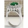 Image 3 : 2.75CTW Natural Emerald And Diamond Ring 14K Solid White Gold