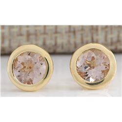 2.00 CTW Natural Morganite Earrings 14k Solid Yellow Gold