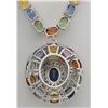 Image 2 : 46.99CTW Natural Ceylon Sapphire And Diamond Necklace In 14K White Gold