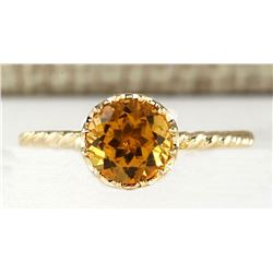 1.50 CTW Natural Madeira Citrine Ring 14k Solid Yellow Gold