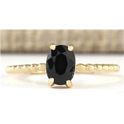 1.00 CTW Natural Blue Sapphire Ring 14k Solid Yellow Gold