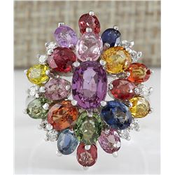 6.60CTW Natural Ceylon Sapphire And Diamond Ring In 14K White Gold
