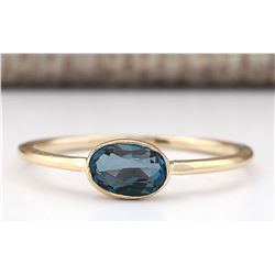 0.60 CTW Natural London Blue Topaz Ring In 14k Yellow Gold