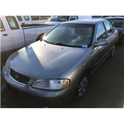 2002 NISSAN SENTRA GXE, 4 DR SEDAN, GREY, VIN # 3N1CB51D32L596140