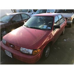 1993 FORD ESCORT LX. 4 DOOR SEDAN, RED, VIN # 1FABP14J2PW242217