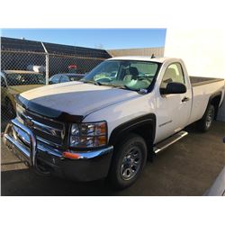 2013 CHEVROLET SILVERADO, 2 DOOR PU, WHITE, VIN # 1GCNKPEA9DZ331137