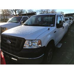 2008 FORD F-150 XL, 2 DR PU, WHITE, VIN # 1FTVX14588KE69947