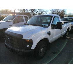 2008 FORD F-250 XL SUPERDUTY, 2 DR PU, WHITE, VIN # 1FTNF20568EC63121