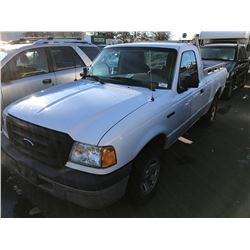 2005 FORD RANGER, 2 DOOR PU, WHITE, VIN # 1FTYR10UX5PA47634