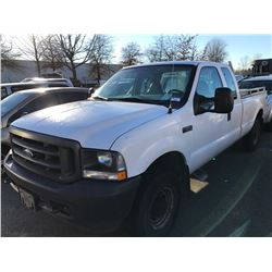 2004 FORD F-250 XL SUPERDUTY, 2 DOOR PU, WHITE, VIN # 1FTNX21L34EB43572