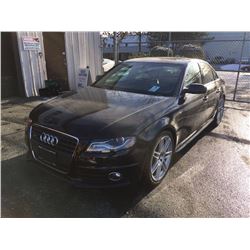 2010 AUDI A4 2.0T QUATTRO S LINE, 4 DOOR SEDAN, BLACK, VIN # WAUHFCFL4AN036442