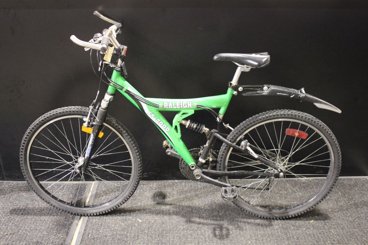 Green Raleigh Bike GREEN RALEIGH FULL SUSPENSION MOUNTAIN BIKE