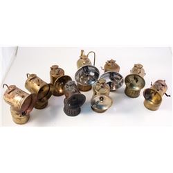 Nine Different Justrite Carbide Lamps