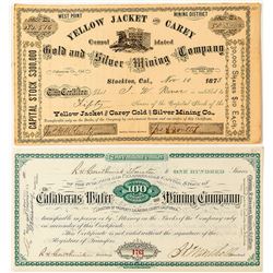 Two Calaveras County Mining Stock Certificates