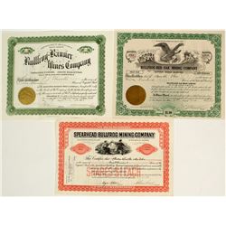 Three Different Bullfrog Mining Stock Certificates