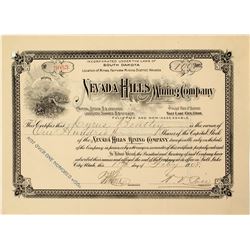 Nevada Hills Mining Company Stock Certificate