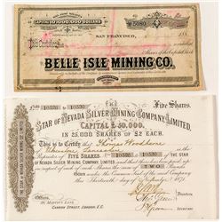 Pair of Tuscarora Mining Stock Certificates