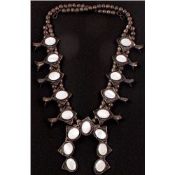 Vintage Mother of Pearl Squash Blossom Necklace