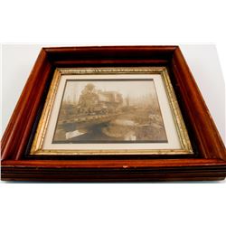 Framed Photograph of Early Timber Railroad