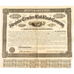 Third Virginia & Truckee Railroad Bond Signed by Sharon