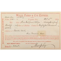 Wells, Fargo Express Receipt for Comstock Bullion