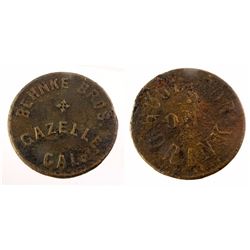 Behnke Bros. Token (Gazelle, CA)