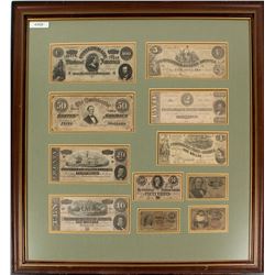 Framed Confederate Currency Collection