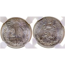 Silver 20 centavo coin (1914)
