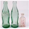 Image 1 : Alden & Campini Druggists bottle & two Coke bottles