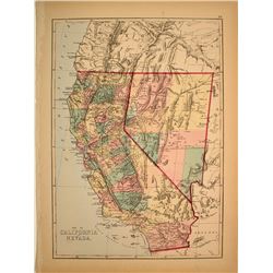 California & Nevada Map c1863