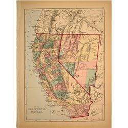 California & Nevada Map c1863