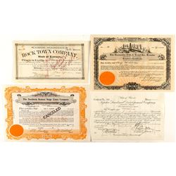 Group of Kansas Stock Certificates (4) 1886-1935