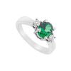 Image 1 : Frosted Emerald and Cubic Zirconia Ring : 10K White Gold - 1.10 CT TGW