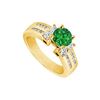 Image 1 : Emerald and Diamond Engagement Ring : 14K Yellow Gold - 1.75 CT TGW