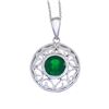 Image 1 : 14K White Gold Emerald Filigree Pendant With 18" Chain