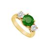 Image 1 : Three Stone Emerald and Diamond Ring : 14K Yellow Gold - 2.00 CT TGW