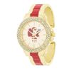 Image 1 : Red And Gold Metal Santa Cuff Crystal Metal Watch