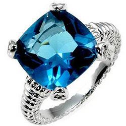 Aqua Cushion Engagement Ring