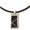 Image 1 : Stainless Steel Black Enameled 20In Leather Cord Necklace