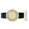 Image 1 : Gold Black Leather Watch With Crystals