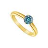 Image 1 : Blue Diamond Round Prong Set Solitaire Ring : 14K Yellow Gold 0.50 CT Diamond