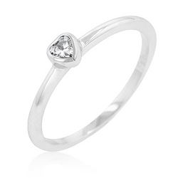 Clear Heart Solitaire Ring