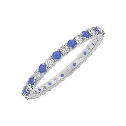 Sapphire and Diamond Eternity Bangle : 14K White Gold - 10.00 CT TGW