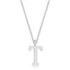 Image 1 : Elaina Rhodium Stainless Steel T Initial Necklace